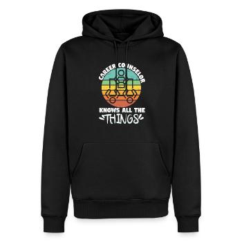 Career Counselor Knows All The Things - Men’s Premium Organic Hoodie - black - Front - Nico (187cm)