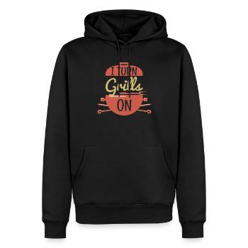 I Turn Grills On Grilling Pun BBQ - Men’s Premium Organic Hoodie - black - Front - Nico (187cm)