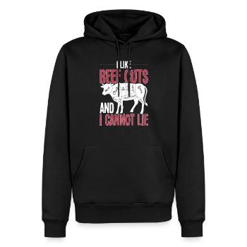 Beef Cuts And I Cannot Lie Meat Lover - Men’s Premium Organic Hoodie - black - Front - Nico (187cm)