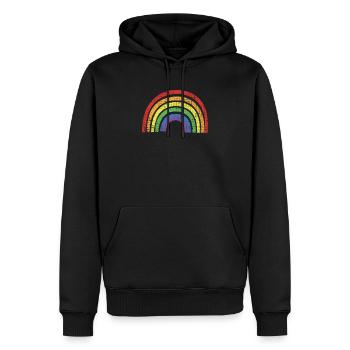 A RAINBOW Gay Pride, Queer, Hippie and Artistic - Men’s Premium Organic Hoodie - black - Front - Nico (187cm)