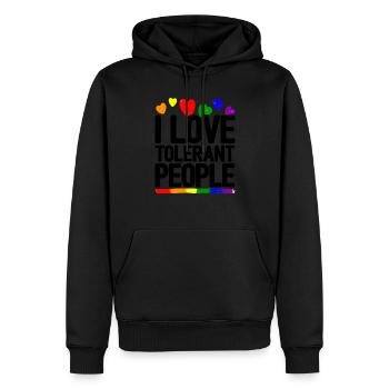 I Love Tolerant People Bisexual Gay Pansexual Rain - Männer Premium Bio Hoodie - Schwarz - Vorne - Nico (187cm)