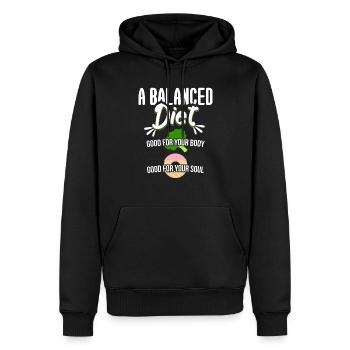 Balanced Diet Good For Body And Soul - Men’s Premium Organic Hoodie - black - Front - Nico (187cm)