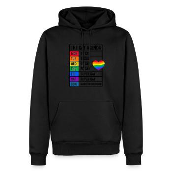 The Gay Agenda Be Gay Pride Bisexual Love Rainbow - Männer Premium Bio Hoodie - Schwarz - Vorne - Nico (187cm)