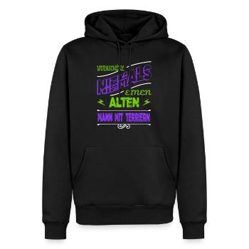 alter mann humor spaß vatertag welpe boxer bday - Männer Premium Bio Hoodie - Schwarz - Vorne - Nico (187cm)
