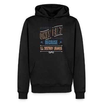 humour geek télescope présent terre céleste - Sweat à capuche Premium bio Homme - noir - Devant - Nico (187cm)