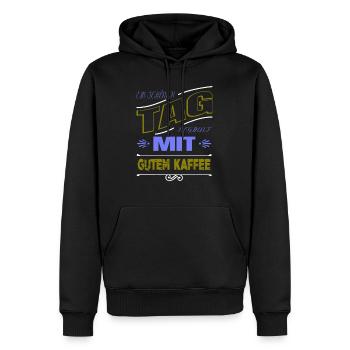 kaffeetrinker süchtig witzig koffein - Männer Premium Bio Hoodie - Schwarz - Vorne - Nico (187cm)