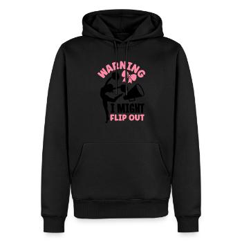 Warning I Might Flip Out Cheerleading Cheerleader - Männer Premium Bio Hoodie - Schwarz - Vorne - Nico (187cm)