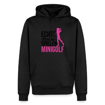 Echte Mädchen Spielen Minigolf Golfspieler Golfen - Männer Premium Bio Hoodie - Schwarz - Vorne - Nico (187cm)