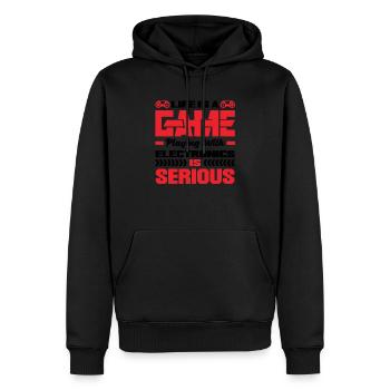 Life Is A Game Playing With Electronics Is Serious - Männer Premium Bio Hoodie - Schwarz - Vorne - Nico (187cm)