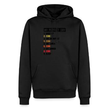 My Perfect Day Wake Up Code Software Developer Pro - Männer Premium Bio Hoodie - Schwarz - Vorne - Nico (187cm)