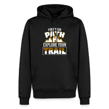 Find Your Path Explore Your Trail - Men’s Premium Organic Hoodie - black - Front - Nico (187cm)