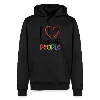 I Love Tolerant People Bisexual Gay Pansexual Rain - Männer Premium Bio Hoodie - Schwarz - Vorne - Nico (187cm)