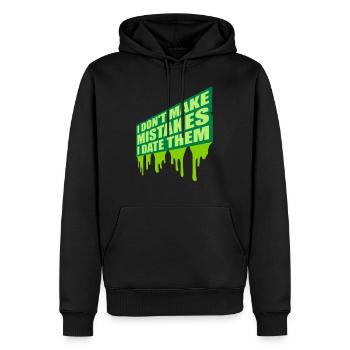 Date Mistakes Zitat Logo - Männer Premium Bio Hoodie - Schwarz - Vorne - Nico (187cm)