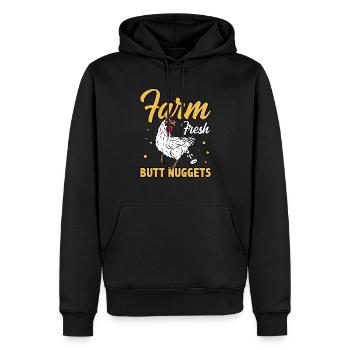 Farm Fresh Butt Nuggets Agriculteur Tractor Driver - Männer Premium Bio Hoodie - Schwarz - Vorne - Nico (187cm)