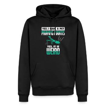Yes I Have A Pet Praying Mantis Weird - Men’s Premium Organic Hoodie - black - Front - Nico (187cm)