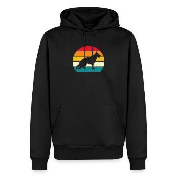 German Shepherd Retro, Vintage Style - Men’s Premium Organic Hoodie - black - Front - Nico (187cm)