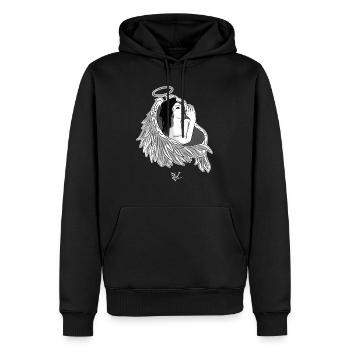 Flüstern des Engels - Männer Premium Bio Hoodie - Schwarz - Vorne - Nico (187cm)
