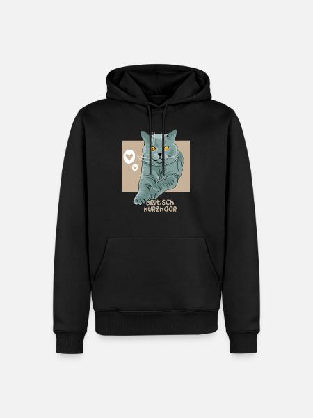 British Shorthair Cat - Men’s Premium Organic Hoodie - black