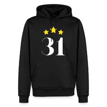 31e anniversaire étoilé - Sweat à capuche Premium bio Homme - noir - Devant - Nico (187cm)