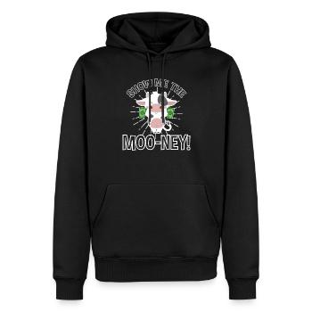 Show Me The Moo Ney Money Pun Cattle Show - Men’s Premium Organic Hoodie - black - Front - Nico (187cm)