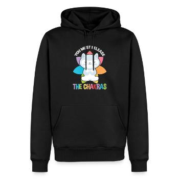You Must Release The Chakras - Men’s Premium Organic Hoodie - black - Front - Nico (187cm)