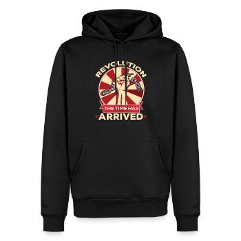 Revolution The Time Has Arrived Break Chains - Men’s Premium Organic Hoodie - black - Front - Nico (187cm)