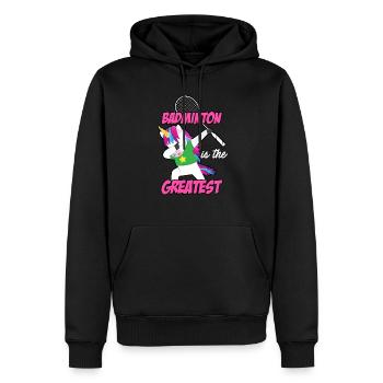 Badminton Is The Greatest Badminton Player Shuttle - Männer Premium Bio Hoodie - Schwarz - Vorne - Nico (187cm)