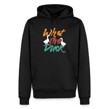 What The Duck - Men’s Premium Organic Hoodie - black - Front - Nico (187cm)