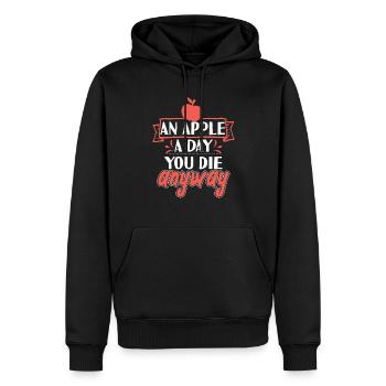 An Apple Day You Die Anyway - Men’s Premium Organic Hoodie - black - Front - Nico (187cm)