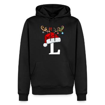 Lettre L bonnet de Noël - Sweat à capuche Premium bio Homme - noir - Devant - Nico (187cm)
