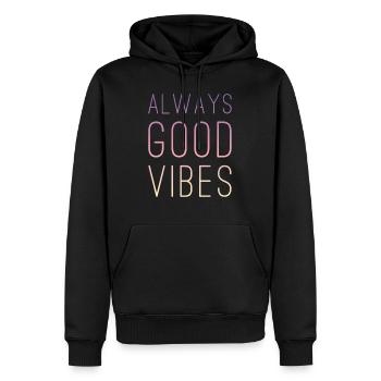 Good vibes - Männer Premium Bio Hoodie - Schwarz - Vorne - Nico (187cm)