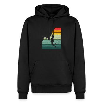 Retro Graphic Climbing Bouldering Rock Climber Mou - Männer Premium Bio Hoodie - Schwarz - Vorne - Nico (187cm)