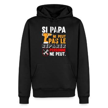 Si Papa Ne Peut Pas Le Reparer Personne Ne Peut - Sweat à capuche Premium bio Homme - noir - Devant - Nico (187cm)