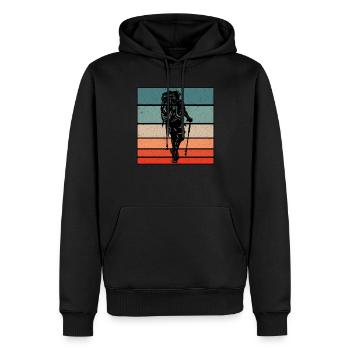 Retro Graphic Hiking Hiker Mountaineering Trekking - Männer Premium Bio Hoodie - Schwarz - Vorne - Nico (187cm)