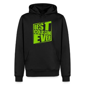best cousin ever Zitat - Männer Premium Bio Hoodie - Schwarz - Vorne - Nico (187cm)