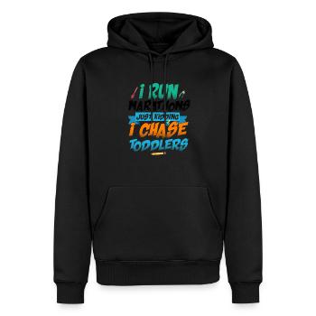 I Run Marathons Just Kidding I Chase Toddlers Baby - Männer Premium Bio Hoodie - Schwarz - Vorne - Nico (187cm)
