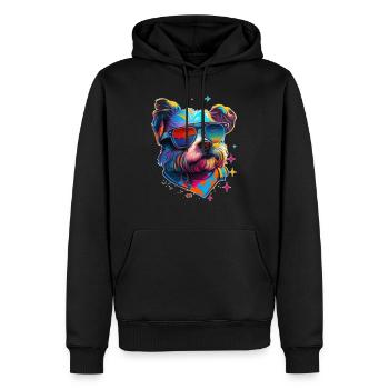 Terrier avec lunettes de soleil coloré et coloré - Sweat à capuche Premium bio Homme - noir - Devant - Nico (187cm)