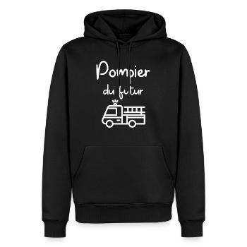pompier du futur - Sweat à capuche Premium bio Homme - noir - Devant - Nico (187cm)