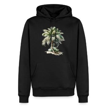 Die Palme - Männer Premium Bio Hoodie - Schwarz - Vorne - Nico (187cm)