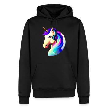 Écoutez de la musique licorne animaux mythiques licornes licorne - Sweat à capuche Premium bio Homme - noir - Devant - Nico (187cm)