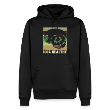 Kiwi 100% Healthy - Männer Premium Bio Hoodie - Schwarz - Vorne - Nico (187cm)