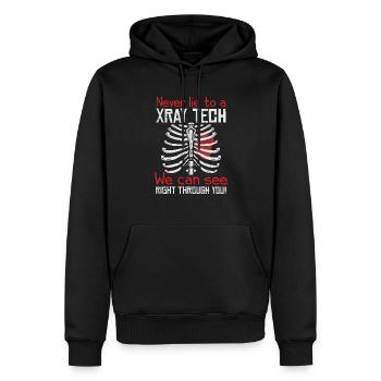 Never Lie To A Xray Tech We Can See - Männer Premium Bio Hoodie - Schwarz - Vorne - Nico (187cm)