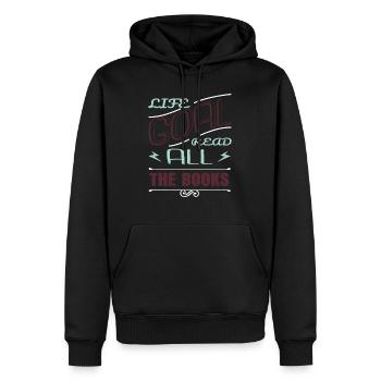 bibliophile présente idée j’aime les livres amoureux des livres - Sweat à capuche Premium bio Homme - noir - Devant - Nico (187cm)