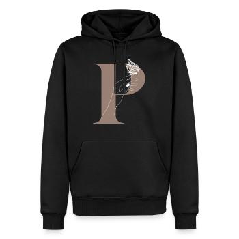 lettre p papillon magique - Sweat à capuche Premium bio Homme - noir - Devant - Nico (187cm)