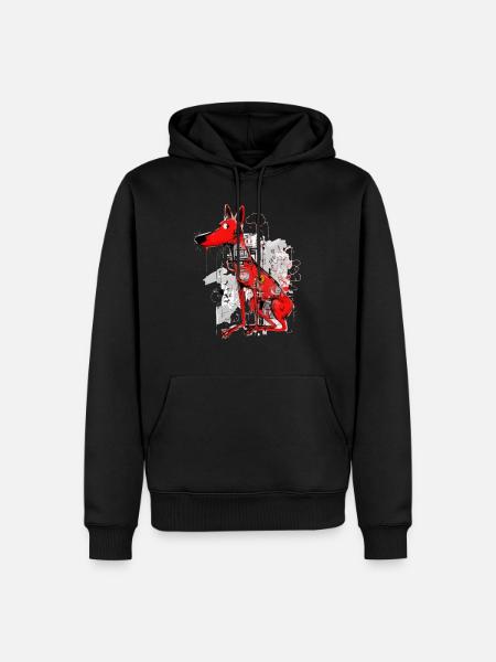 Loko der rote Hund - Männer Premium Bio Hoodie - Schwarz