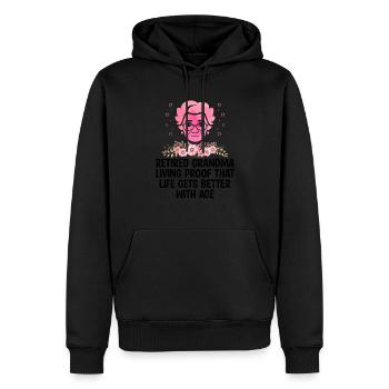 Grand-mère retraitée Pension de retraite Grand-mère Reti - Sweat à capuche Premium bio Homme - noir - Devant - Nico (187cm)