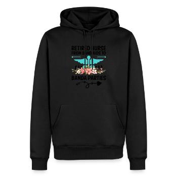 Grand-mère retraitée Pension Infirmière infirmière en soins infirmiers - Sweat à capuche Premium bio Homme - noir - Devant - Nico (187cm)