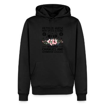 Grand-mère retraitée Pension Infirmière infirmière en soins infirmiers - Sweat à capuche Premium bio Homme - noir - Devant - Nico (187cm)