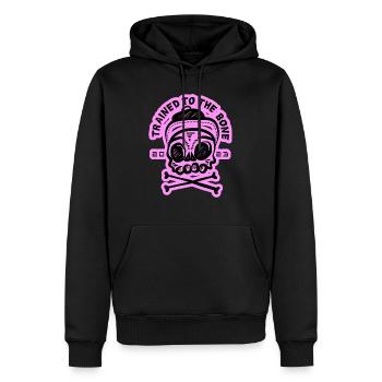 entraîné à l’os Musculation Fitness Rose - Sweat à capuche Premium bio Homme - noir - Devant - Nico (187cm)