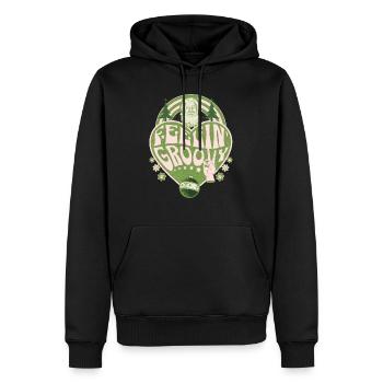 Grooviger Weihnachtsmann im Retro-Stil - Männer Premium Bio Hoodie - Schwarz - Vorne - Nico (187cm)